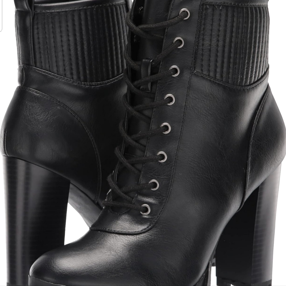 Seven Dials Hugo Black Tall Lace upper Lug Combat Boots 10 M